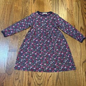 Jojo Maman Bebe Girls' Navy Mouse Floral‎ Classic Dress size 5-6 long sleeve